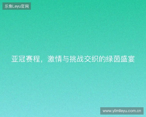 亚冠赛程，激情与挑战交织的绿茵盛宴